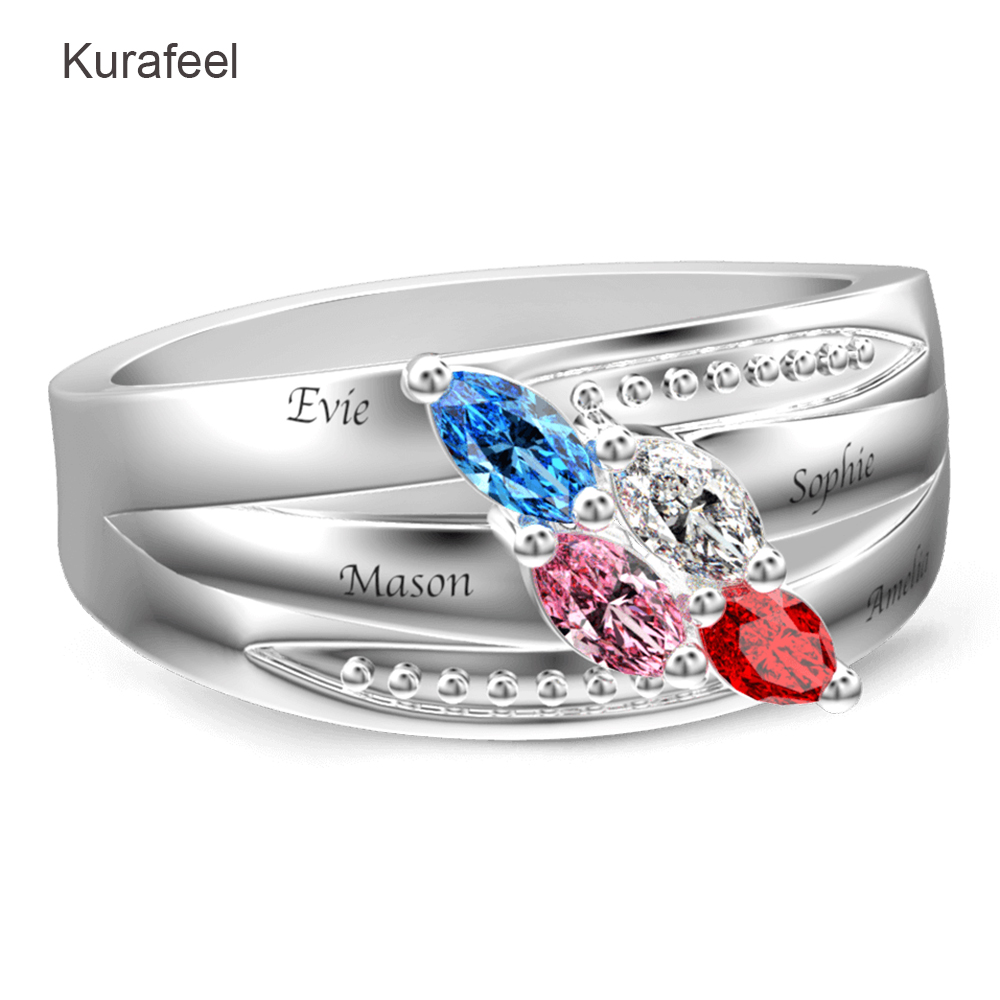 Birthstone 925 Sterling Silver Women Silver Ring